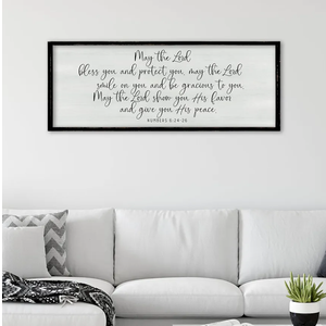 Comurdyo Christian Scripture Wall Art Numbers 6:24-26 32×12 Inch May The Lord Bless You And Protect You Sign Bible Verses Plaque for Living Room Bedroom Large Wall Hanging Decor (Black)