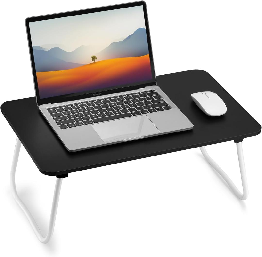 Foldable Laptop Desk, Portable Lap Desk Bed Table, Lightweight Breakfast Table Tray Desk, Laptop Stand, Mini Table for Working Writing Drawing Eating Picnic-Black (Medium)