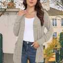 Yincro Womens Lightweight Cardigan Long Sleeve Open Front Casual Sweater Cardigans with Pockets (Beige, XL)