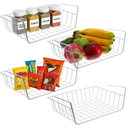 4Pack White Under Cabinet Storage Baskets – Hanging Shelf Organizers for Kitchen, Pantry, Desk & Bookshelf – NoTool Installation, SpaceSaving Design
