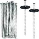 8 Inch Heavy Duty Landscape Stakes with Gasket Caps - 200 Sets Galvanized Spiral Garden Spikes Kit for Securing Weed Barrier Fabric, Artificial Turf, Tent and More