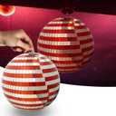 Mirror Disco Ball, 8 Inch Red and Sliver Hanging Party Disco Ball, Big Party Decorations Reflective Mirror Balls for Christmas Dance Floor, Birthday, Wedding, DJ, and Home Stage Dcor