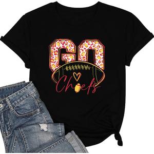 Football Shirts for Women Game Day Tshirt Vintage Leopard Soccer Splatter Graphic Tee Team Fan Gifts Tops (Small, Black)