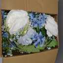 2 Pack Artificial Peony Flower Garland - 6ft Silk Peony Garland Flower Vine Blue and White Peony Silk Roses Flowers for Wedding Arch Party Table Decor (2, Blue)