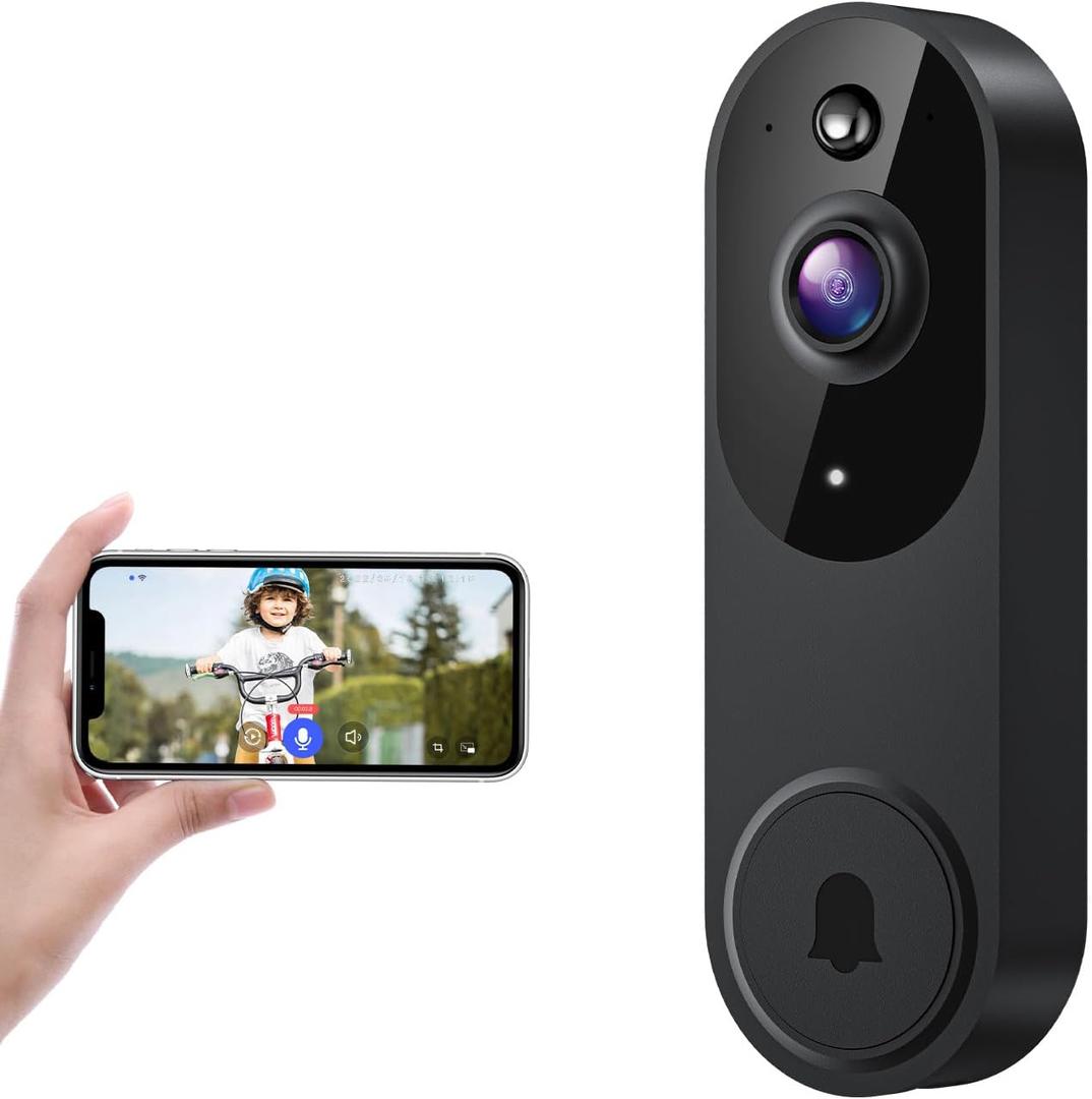 1080P Smart Wireless Video Doorbell Camera, Night Vision, Real-Time Alerts, AI Human Detection, 2.4G WiFi,Two-Way Talk, Cloud Storage, Night Vision, Battery Rechargeable(Excluding Receiver)