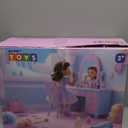 Toddler Girls Vanity Makeup Table with Magic and Lights, Easface Kids Makeup Vanity Table and Stool Set, Toddler Vanity with Hair Dryer, Automatically Mirror, Music for Toddler Girls 3 4 5 6 Years Old