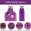 Kitchen Apron, Work Apron, Canvas, Multiple Pockets, Gardening, Painting, BBQ, Artist, Carpenter, Sizes M to XXL, Purple (Purple, XXL)