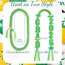 Yinkin Graduation Ribbon Leis Set Class of 2026 Handmade Double Braided Necklace Adjustable Includes Silk Leis Grad Cutouts 2026 Pendant for Graduation Party Accessories(Green,Gold)