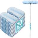 6 ft Extendable Duster Handle with 20 Refills, Compatible with Swiffer, Disposable Microfiber Dusting Pads for Home Cleaning, Ceiling, Fan, Window, Hard-to-Reach Areas (20 Count+ 1 Extended Handle)