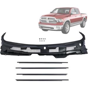 Windshield Wiper Cowl Panel Grille w/Window Trim Molding Compatible with Dodge Ram 1500 2500 3500 2009-2018,1500 Classic 2019-2024 Cowl Top Panel Replace 55112305AD 55112305AB 55112305AC