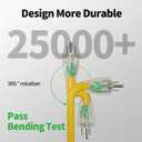 POWGRN 50 Ft 10AWG Outdoor Extension Cord Waterproof Heavy Duty 10 Gauge 3 Prong, Flexible Cold-Resistant Long Power Cord Outside with Lighted Indicator End, 15Amp 1875W SJTW Yellow ETL Listed
