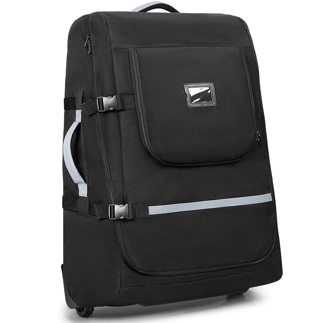 Stroller Travel Bag with Wheels Compatible with UPPAbaby Vista, Vista V2, Cruz V2, Rolling Gate Check Stroller Storage Bag for Airplane, with Dual Handles, Luggage Tag, Reflective Strip, Black