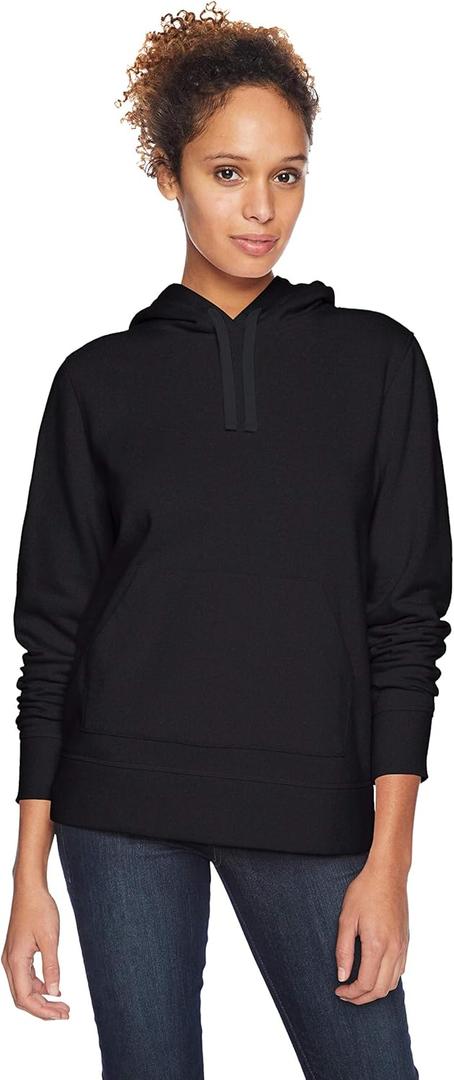 Amazon Essentials Women's Regular-Fit Brushed Back Fleece Pullover Hoodie (Available in Plus Size) (Black, L)