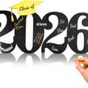 2026 Graduation Decorations - Wooden 2026 Graduation Guestbook Sign, 2026 Graduation Signature Board Signs, 2026 Graduations Decorations for Graduations Party Photo Props Guest Book for High School College