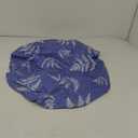 Round Vinyl Fitted Tablecloth, Waterproof Elastic Table Covers Wipeable Flannel Backed Tablecloths for Picnic Camping Indoor and Outdoor (Leaf,Prussian Blue, Fits 27" to 32" Diameter Tables)