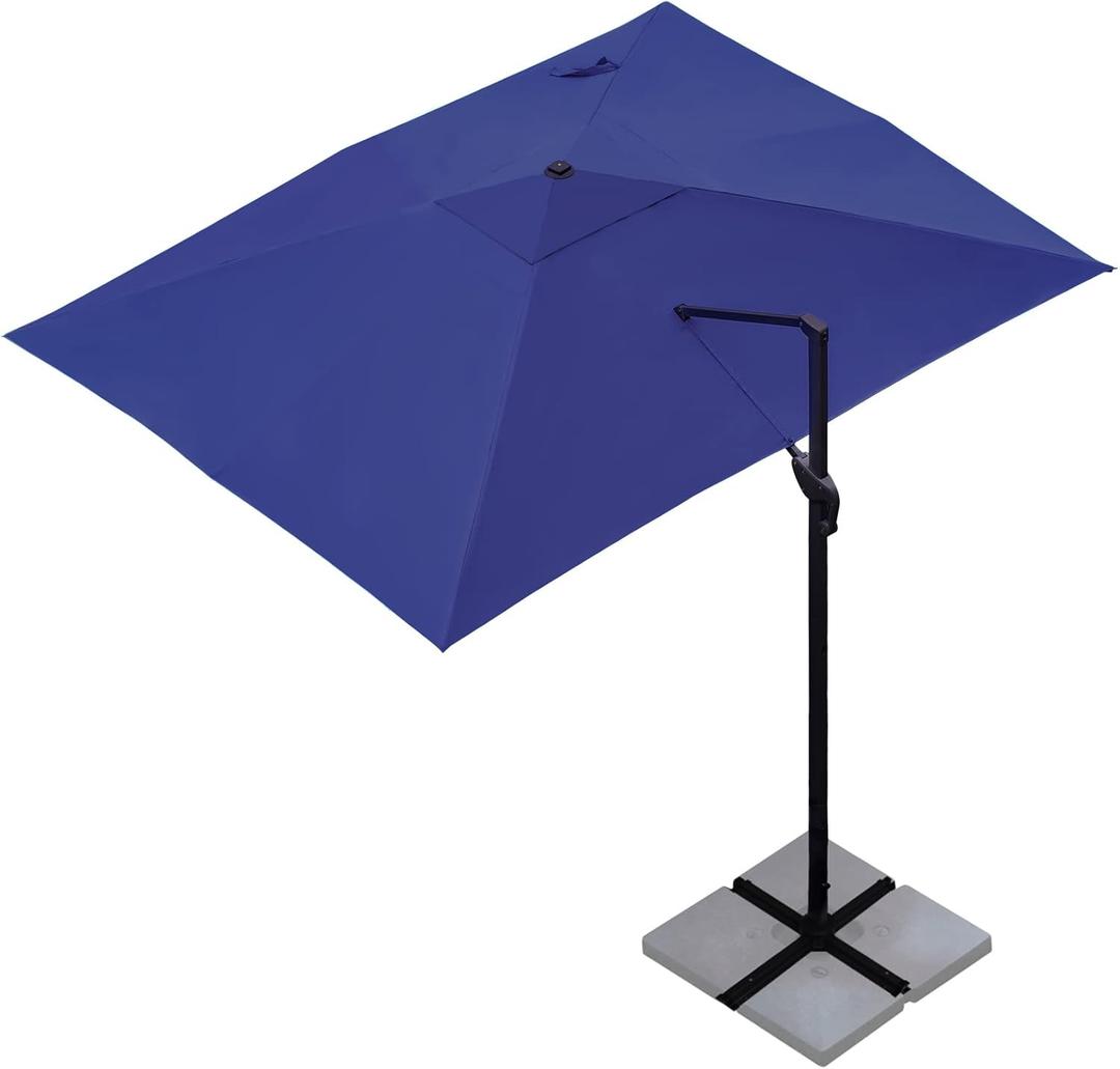 Sunnyglade 10x13Ft Cantilever Patio Umbrella Rectangular Deluxe Offset Umbrella 360Rotation & Integrated Tilting System Patio Hanging Umbrella for Market Garden Deck Pool Backyard Patio(Navy) (Dark Blue)