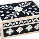 collectiblesBuy Handcrafted Bone Inlay Decorative Box Floral Design Multipurpose Storage Keepsake Box