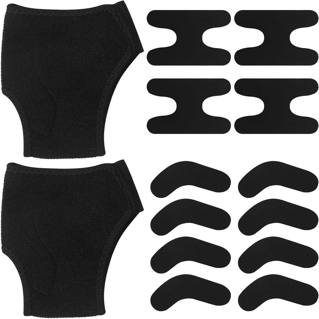 Kathfly 2 Pcs Ski Snowboard Boot Fitting Elastic Liner Sleeve with 8 Pack Self Adhesive J Bars and 4 Pack Ankle Wrap Pads Boot Inserts Foam Protection to Relieve Heel Lift Ankle Blisters for Men Women