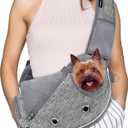 PetAmi Dog Sling Carrier for Small Dogs, Puppy Carrier Sling Purse, Dog Bags for Traveling, Carrying Bag to Wear Medium Cat, Adjustable Crossbody Pet Sling Travel, Poop Bag Dispenser, Max 5 lbs, Gray
