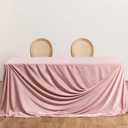 Ling's moment Dusty Rose Wedding Table Cloths in Velvet-Like Fabric, 9ft x 11ft, Fits 4ft/6ft Rectangular/Round Sweetheart&Head Table for Wedding Reception, Bridal Shower, Birthday Decoration