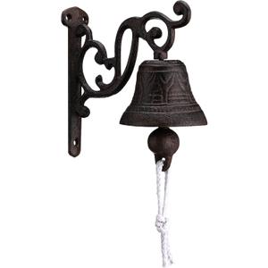 Blulu Outdoor Dinner Hanging Bell Cast Iron Wall Mounted Bell Large Heavy Duty Rustic Vintage Doorbell for Outside Front Door Garden Home Decor, Clear Sound(Classic Style)