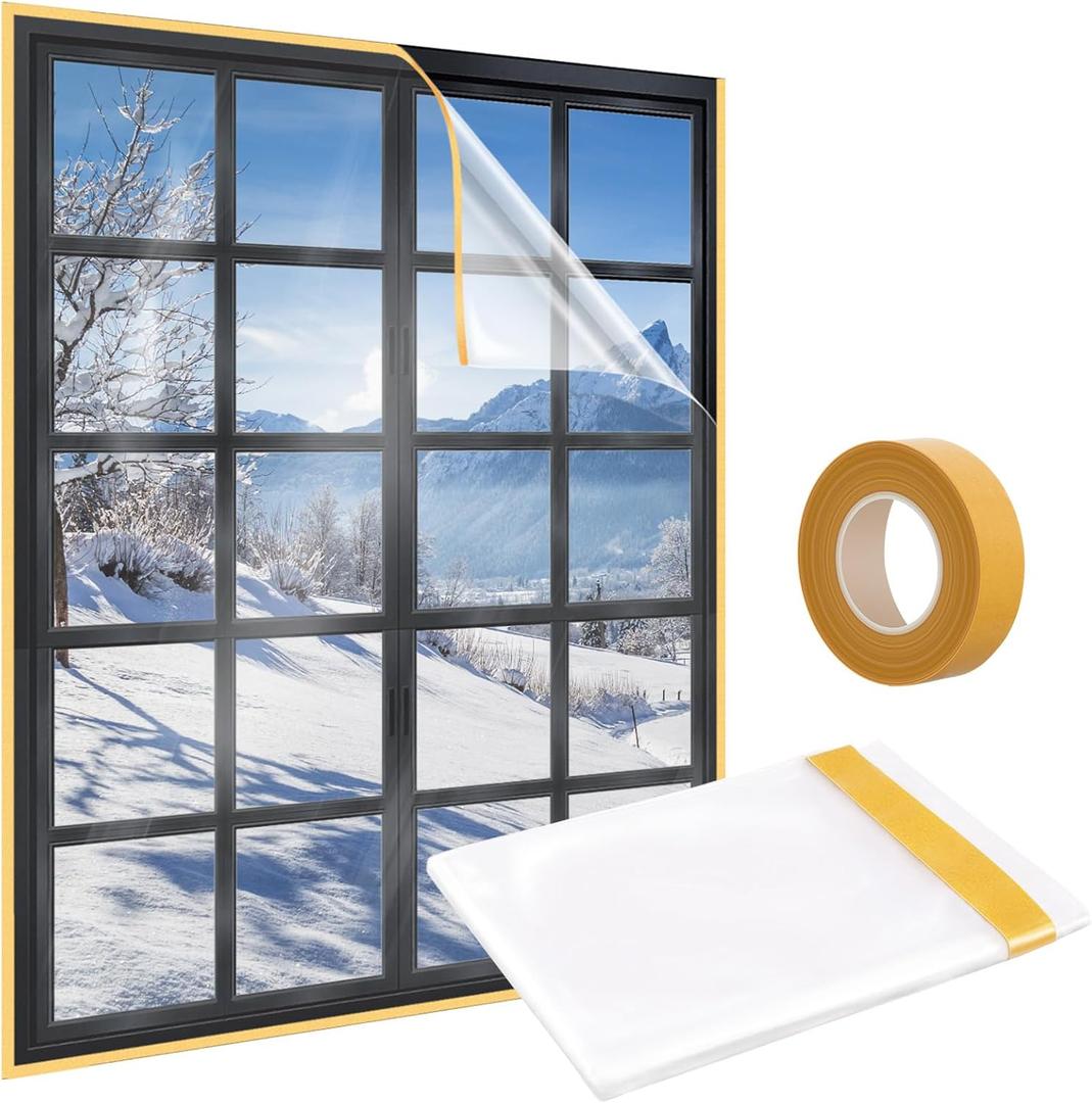110'' x 84'' Window Insulation Kit, Window Insulation for Winter, POF Window Sealer for Winter, Insulates Indoor Windows Keep Warm for Weatherproofing Window Film for Winter Window Covering-1PCS
