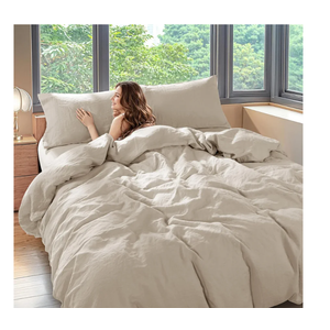 Shilucheng 100% Linen Queen Duvet Cover Set, Luxury Pure Natural French Flax Linen Duvet Cover with Zipper Closure & Corner Ties, Cooling Breathable Comforter Cover 3 Piece (Linen)