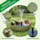 Large Ceramic Bird Bath Bowl with Solar Powered Fountain, Solar Bird Bath Fountain for Outdoors, Hummingbird Solar Water Fountain for Bird Bath, Tabletop Garden Bird Bath for Patio Yard Outdoor Décor