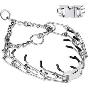 Prong Pinch Collar for Dogs, Adjustable Training Collar with Quick Release Buckle for Small Medium Large Dogs(Packed with Two Extra Links) (M/L(18-23" Neck, 3.00mm))