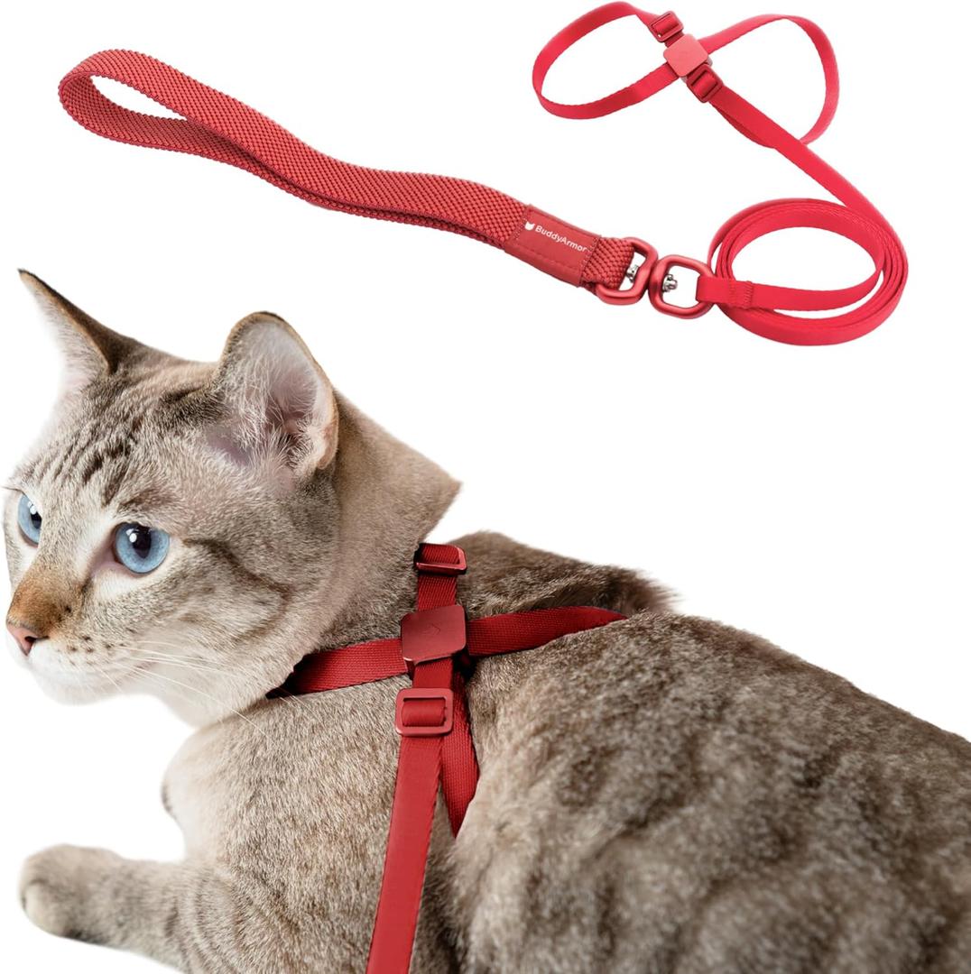 Cat Harness and Leash 2-in-1, Escape Proof Anti-Chocking Harness Adjustable Lighweight Leash for Walking Outoor Training for Kitten Small Large Cats Puppy, US IDA Bronze Award (Vivid Red)