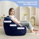 MAXYOYO Kids Bean Bag Chair, Bean Bag Couch with Handle, Comfy Toddler Chair for Boys and Girls, Accent Sofa with Pocket for Gaming Reading Relaxing, Navy