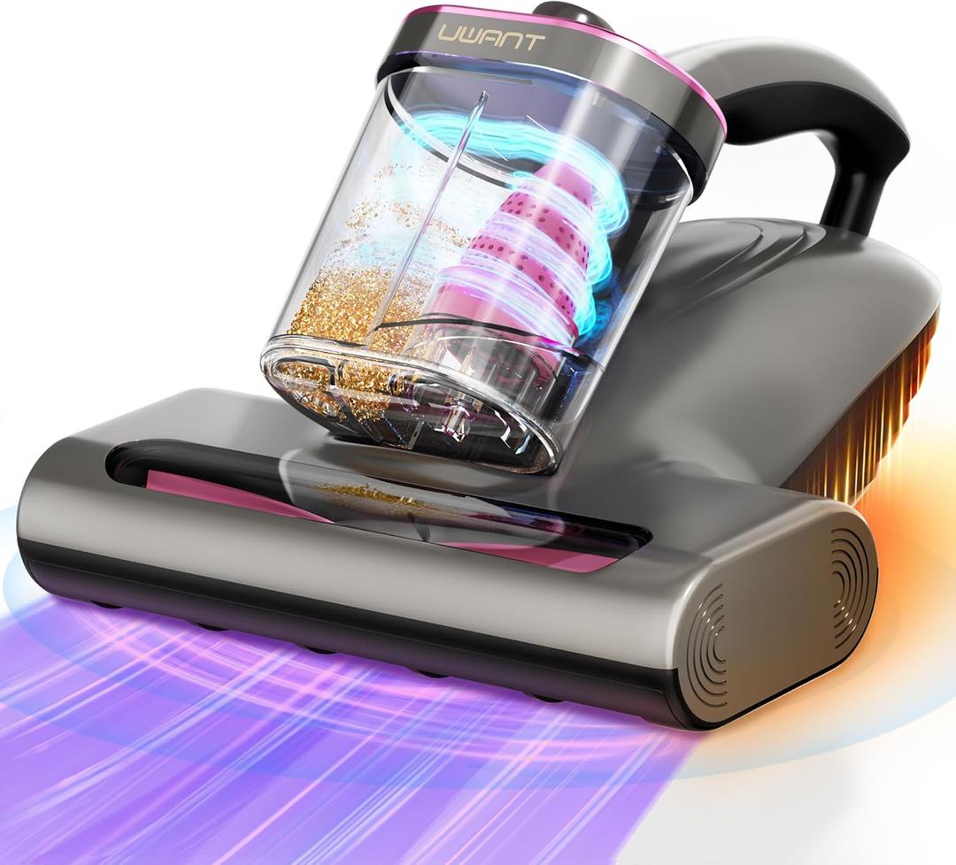 uwant Mattress Vacuum Cleaner, 16Kpa 450W Bed Vacuum Cleaner with 253.7nm UV-C Light, 36000 RPM/Min Tapping, HEPA Filter, 149℉ Heat & Ultrasonic for Bed and Pet.