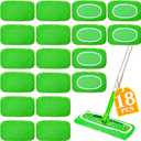 18-Pack Reusable Mop Pads Compatible with Swiffer Sweeper Mop - 100% Coral Fleece Washable Refills - Microfiber Dry & Wet Sweeping Cloths for Multi-Surface/Hardwood Floor Cleaning