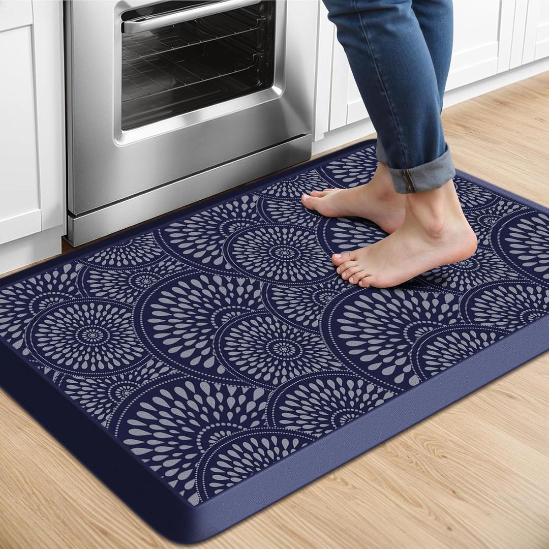Mattitude Kitchen Mat, 17.3x28in Heavy Duty Ergonomic Comfort Foam Standing Desk Mat, Waterproof Non-Slip Standing Mats and Rugs for Kitchen, Office, Laundry, Blue
