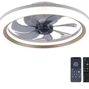 OurEDee 20'' Ceiling Fan with Lights & Remote, Low Profile, 6 Wind Speeds, Dimmable Light, Modern White Flush Mount, Smart for Home (Gold+Grey)