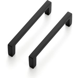 Ravinte 5 Pack Matte Black Cabinet Pulls, 3-3/4 Inch (96mm) Hole Center Slim Kitchen Handles, Square Drawer Pulls for Cabinets & Cupboards, Hardware