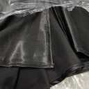 MORGAN AND CO. Women's Satin Mini Dress W/Rhinestone Trim & Spaghetti Straps - Party, Prom and Evening Style Black, Large
