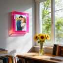4x6 Acrylic Picture Frame for Wall and Tabletop Neon Floating Photo Frame with Decorative Bright Color, Neon Pink