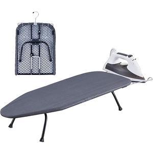 Foldable Table Top Ironing Board with Iron Rest, Portable Ironing Board Small with Heat Resistant Cotton Cover, Mini Iron Board for Small Space and Travel, 31"x12", Black