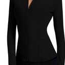 LOMON Women's Athletic Jackets Cropped Long Sleeve Workout Tops Yoga Zip Up Jackets Gym Tops Golf Shirts (Black) XS