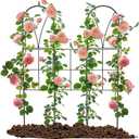 Metal Garden Trellis for Climbing Plants Outdoor, 2 Pack 45" Black Rose Trellis Rustproof Wall Trellis for Roses Vine Cucumbers Vegetables Flower Support
