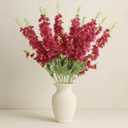 Thiccywoov 24 Pcs Delphinium Artificial Flower 35.4'' Long Larkspur Stem Silk Fake Faux Flowers Bulk for Tall Vase Floral Arrangements Home Centerpiece Table Wedding Decor (Rose Red)