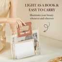 3 x Travel Makeup Mirror with Time & Temperature Display, 2000mAh Rechargeable Battery, 7.5" Portable Foldable Lighted Mirror with 148 Led Lights, 3 Color Lighting Modes, Touch Dimming