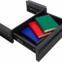 POPMOON 13.8 in Under Desk Drawer For Desk, Pull out Storage Organizer with Slide Extension Mounted Under Flat Wooden Table or Workbench, Carbon Steel Undermount Drawer,Black (13.3IN Single)