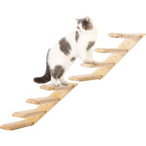 Cat Wall Climbing Shelf, 2 pcs Cat Wall Climber, 4 Step Climbing Stairs, Wall-Mounted Ladder with Sisal Scratching Rope, Perfect Wall Furniture for Perching (CatStairs2P4Steps) (Normal)