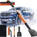 AMADAW 45" Extendable Snow Brush and Ice Scrapers for Car Windshield [360° Rotating Snow Brush Head] MilitaryGrade Sturdy Ice Scraper for Sedans, SUVs and Trucks Easy Storage Orange