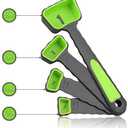 leepiya Measuring Cups and Spoons set, Collapsible Measuring Cups, 8 piece Measuring Tool Engraved Metric/US Markings for Liquid & Dry Measuring, Space Saving, BPA Free Silicone, Colorful (Green)