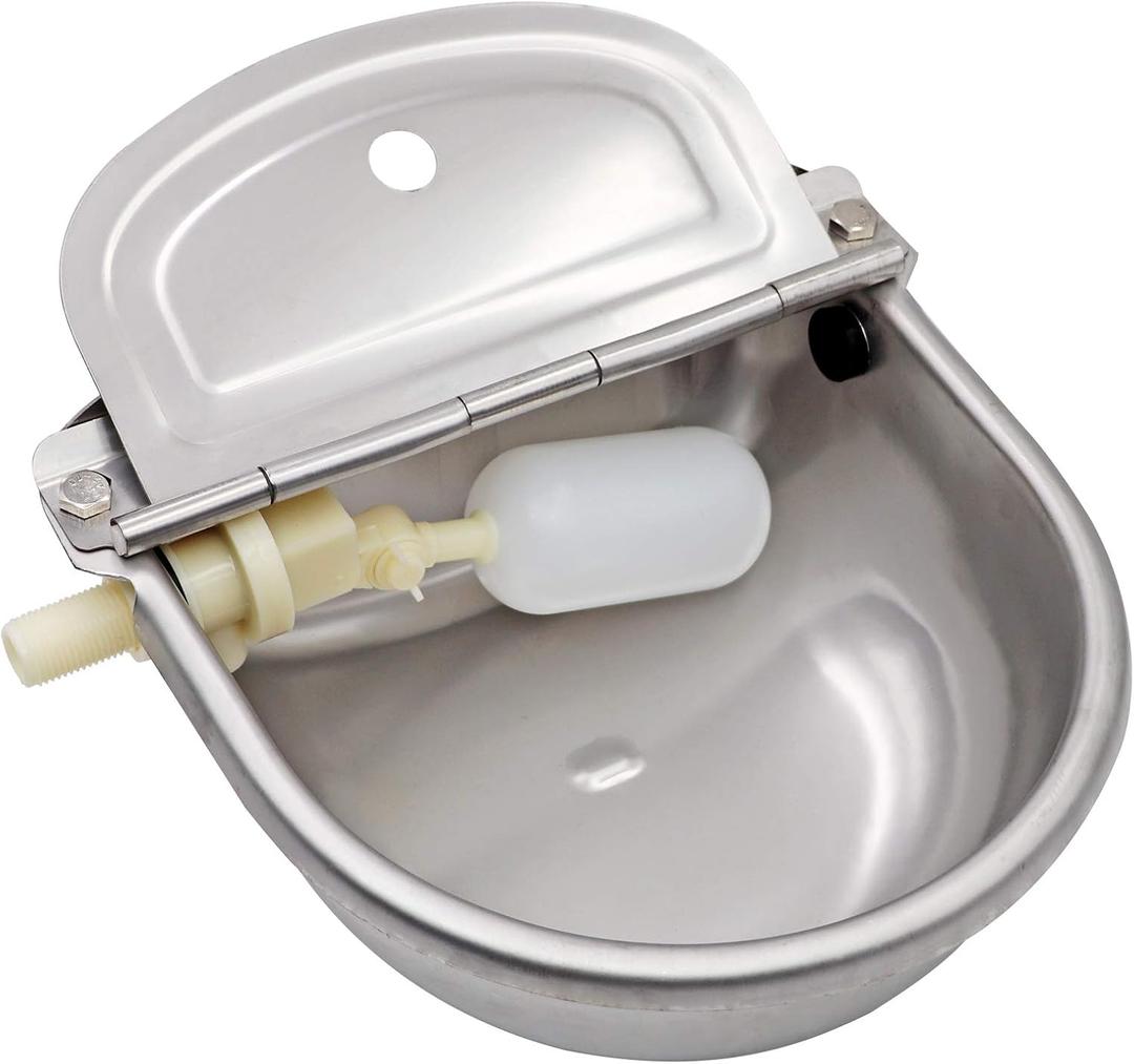 Automatic Water Dispenser for Dogs,Automatic Chicken Waterer,Outdoor Dog Water Feeder,304 Stainless Steel Water Bowl with Plastic Float Valve