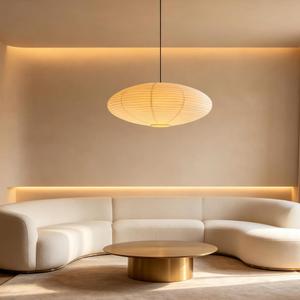 20 Inch Oval Paper Lantern Pendant Light, White Rice Paper Ceiling Lamp
