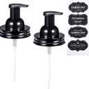 SheeChung 2 Pack Mason Jar Foaming Soap Dispenser Lids for Standard Mouth, Foaming Soap Dispenser Pump Replacement for Hand Sanitizer, Bath Liquid, Facial Cleansing Foam, Makeup Remover Water - Black